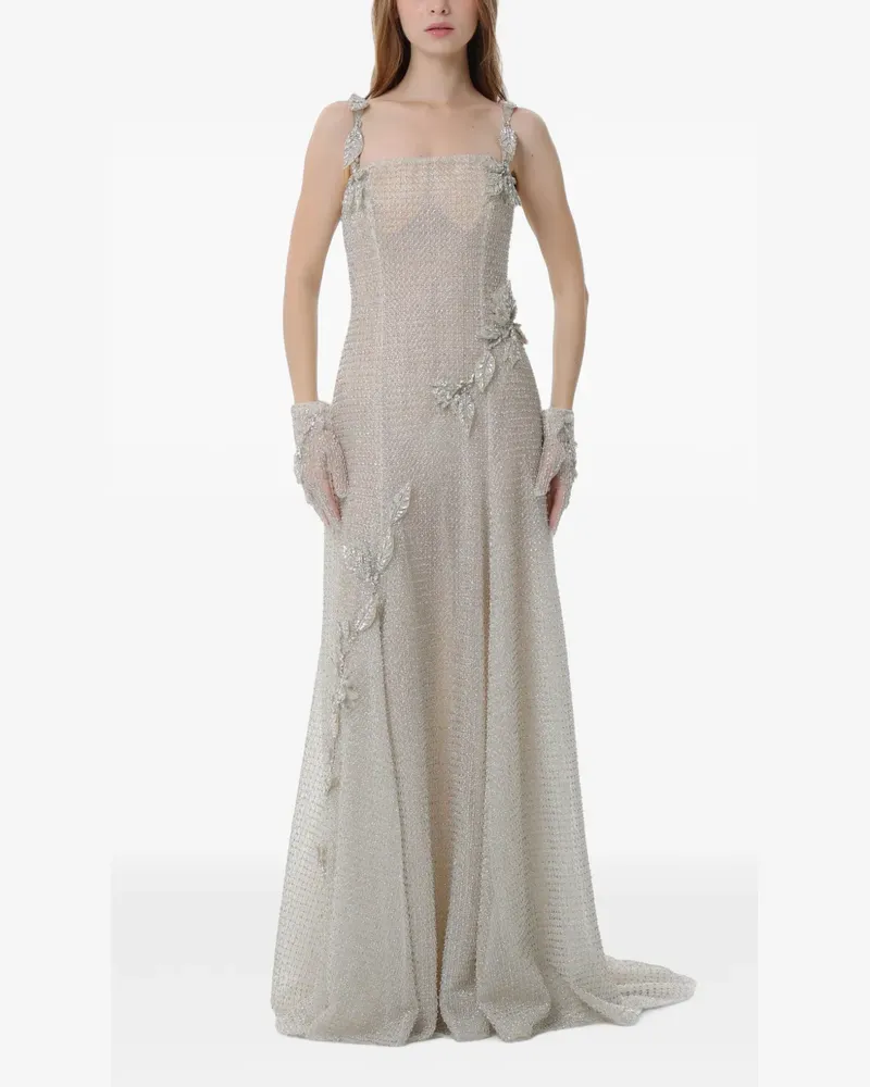 Dina Melwani crystal-embellished maxi gown - Grau Grau