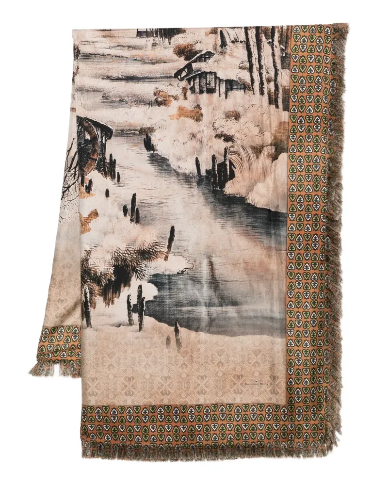 Pierre-Louis Mascia Alopie Schal mit Print - Braun Braun