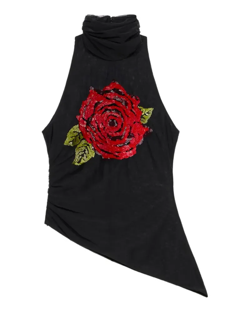 Blumarine Tüll-Oberteil mit Pailletten - Schwarz Schwarz