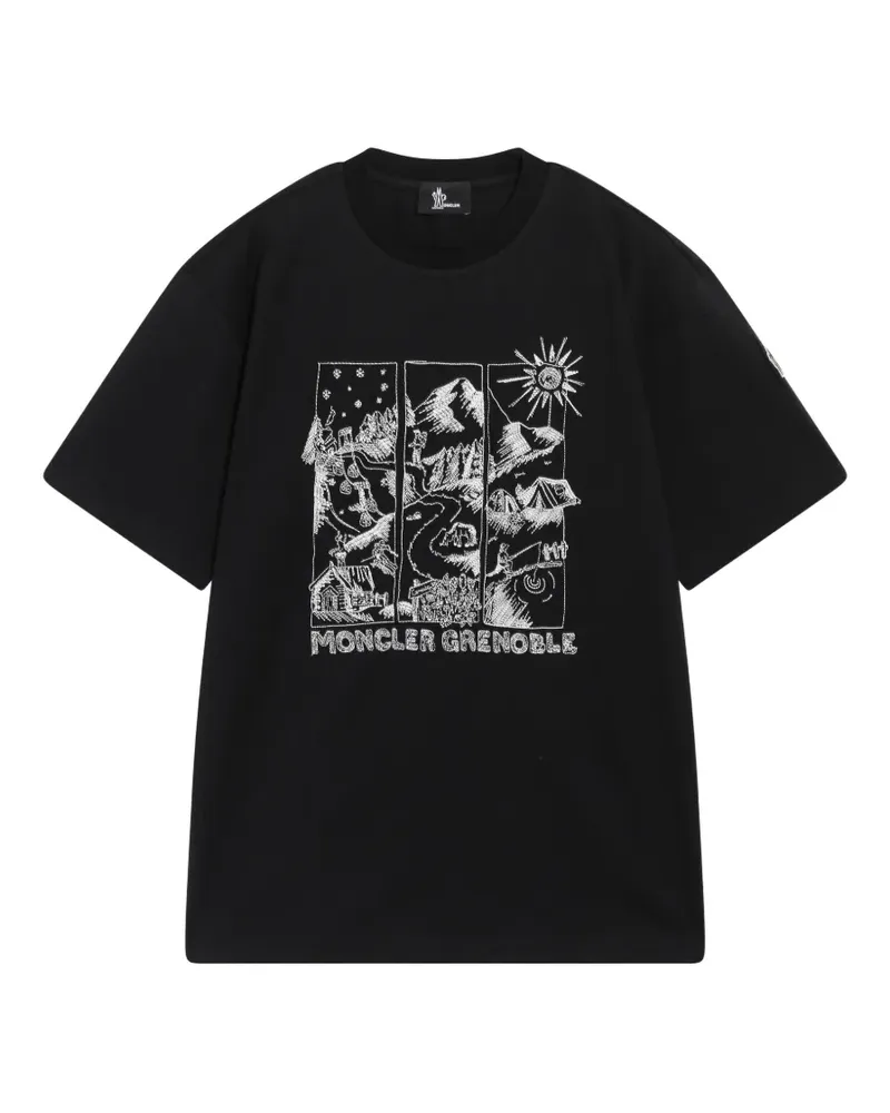 Moncler T-Shirt mit grafischem Print - Schwarz Schwarz