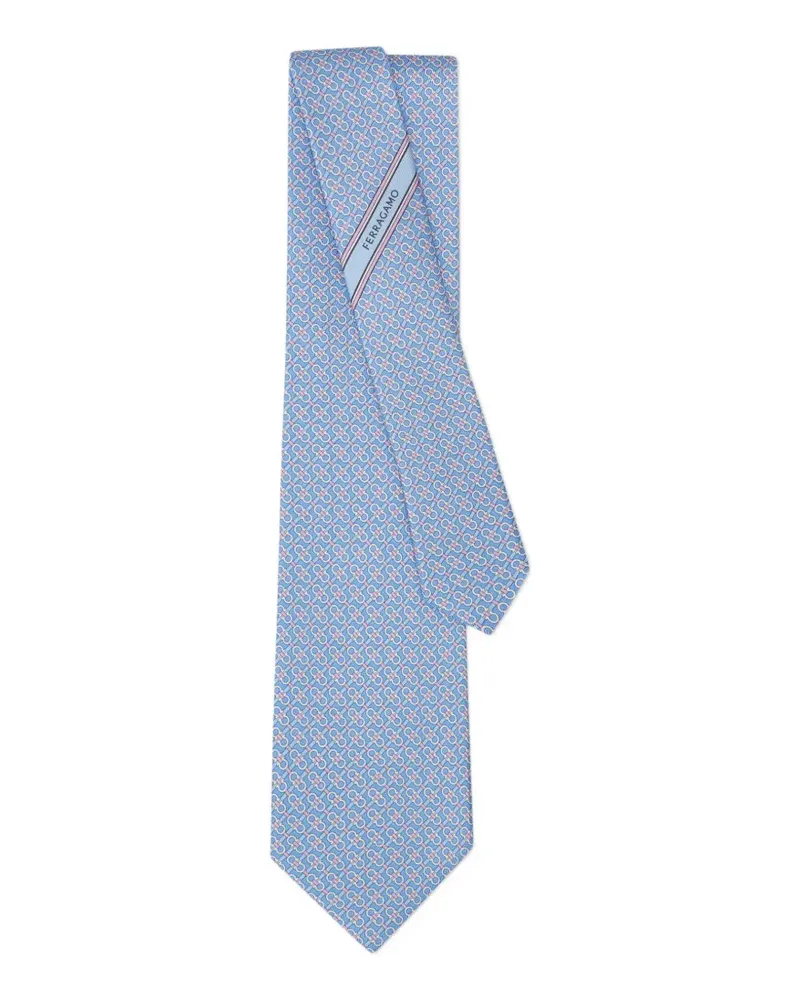 Ferragamo Seidenkrawatte mit Gancini-Print - Blau Blau
