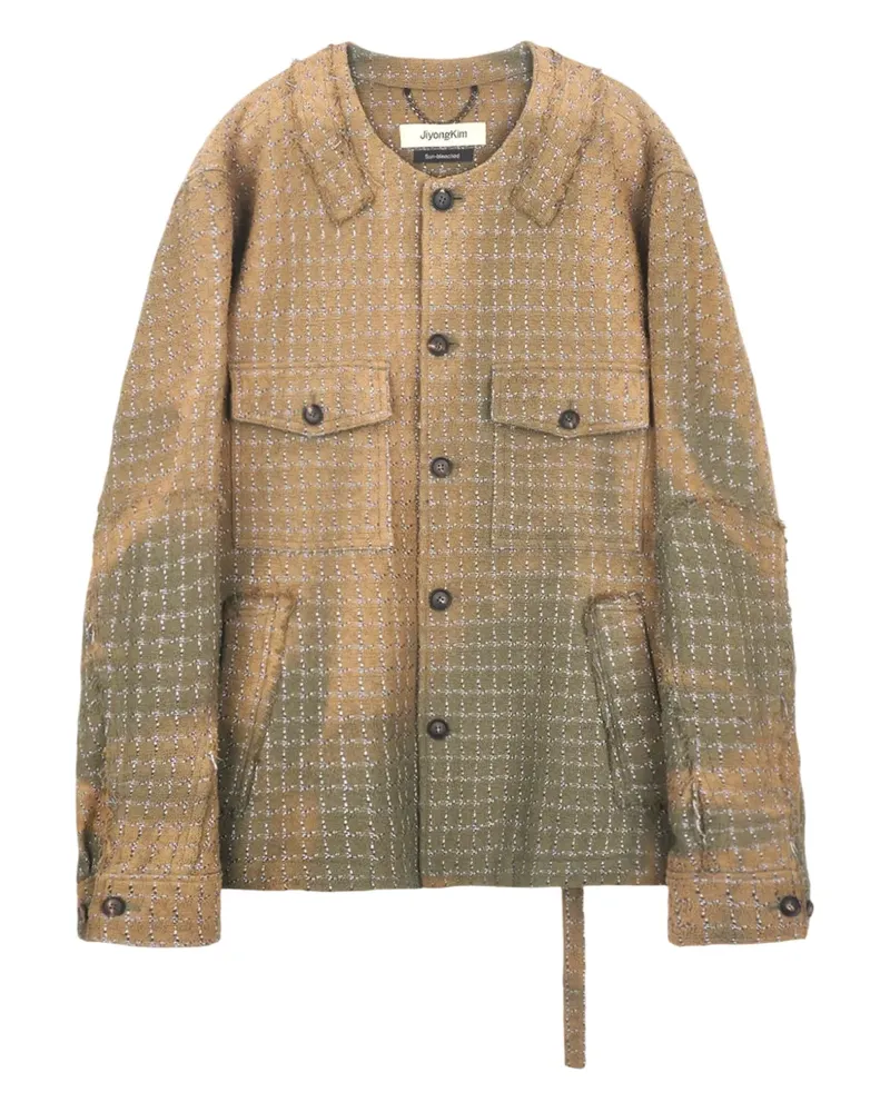 JiyongKim collarless tweed jacket - Braun Braun