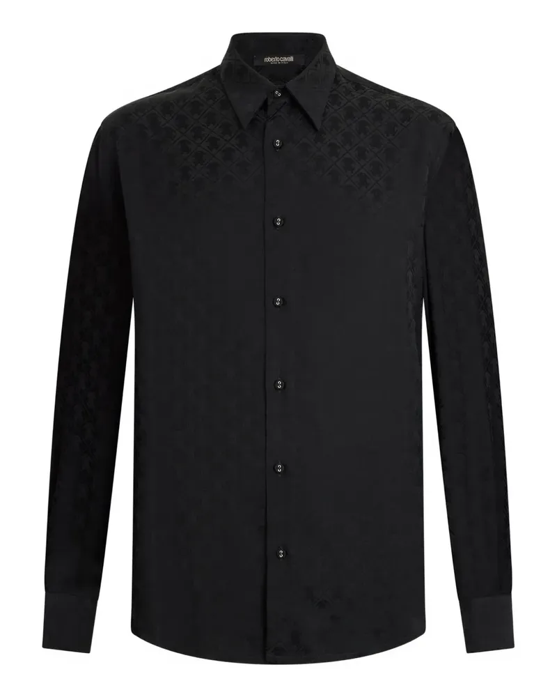 Roberto Cavalli monogram-pattern long-sleeve shirt - Schwarz Schwarz
