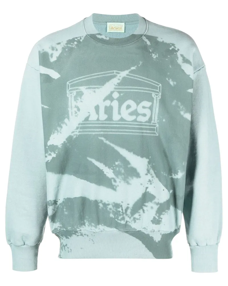 Aries Sweatshirt mit Bleach-Effekt Blau