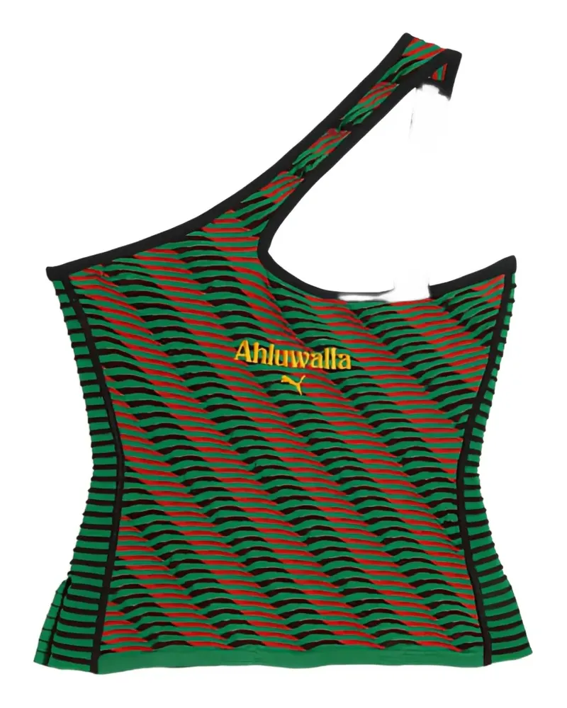 Puma x Ahluwalia One-Shoulder-Top mit Logo-Stickerei - Grün Grün