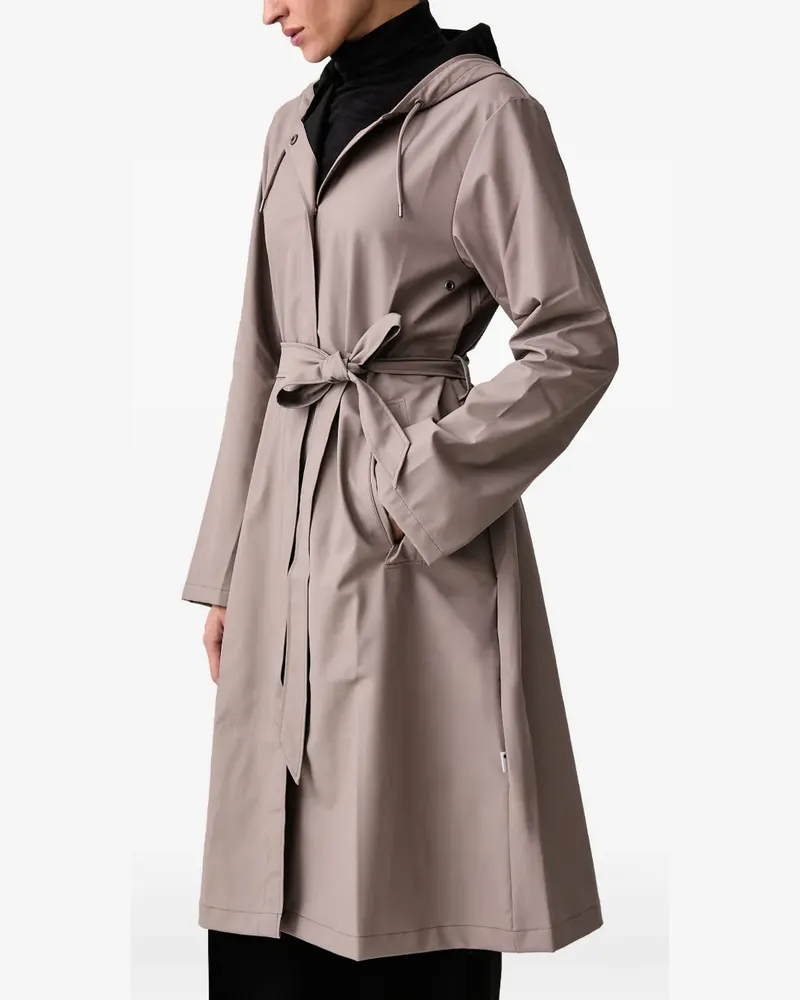 RAINS W belted hooded jacket - Nude Nude