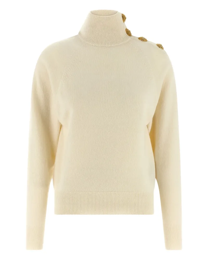 Balmain high-neck coin-button sweater - Nude Nude