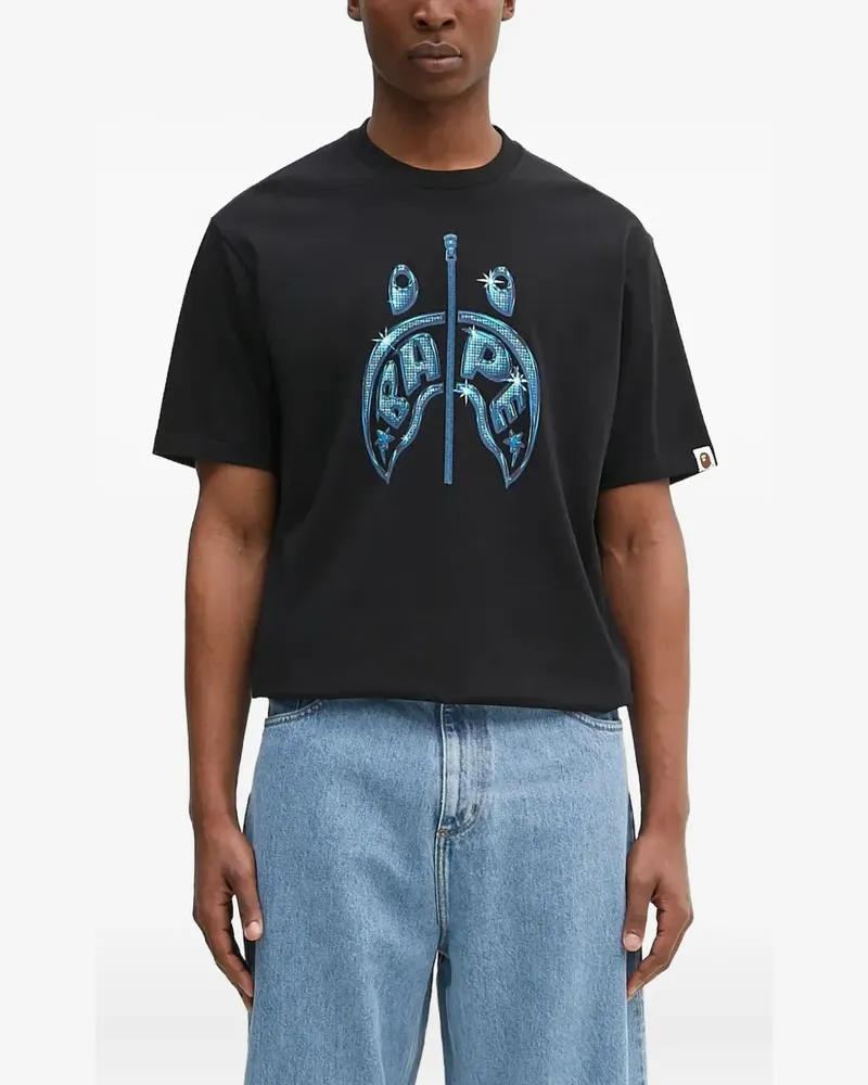 BAPE T-Shirt mit Hai-Print - Schwarz Schwarz