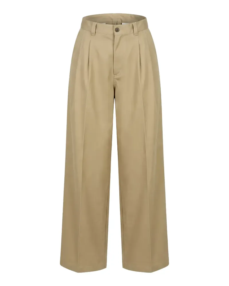Maison Margiela checked-panel pleated-design trousers - Nude Nude