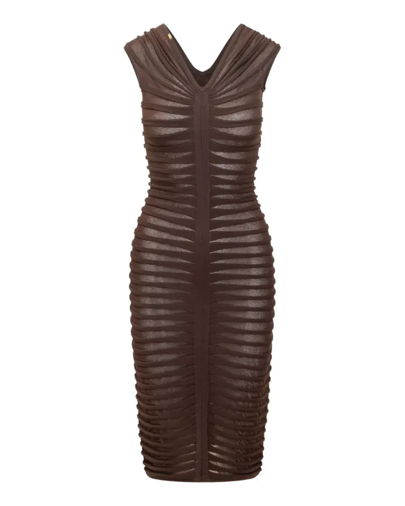 Elisabetta Franchi draped-knit midi dress - Braun Braun