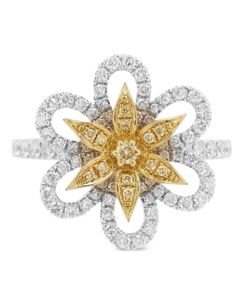 HYT Jewelry 18kt Gelbgold- und Platinring mit Diamanten - Silber Silber