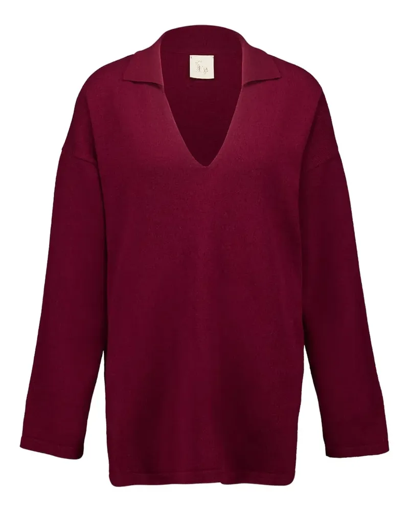 PAULA Pullover mit tiefem Kragen - Rot Rot