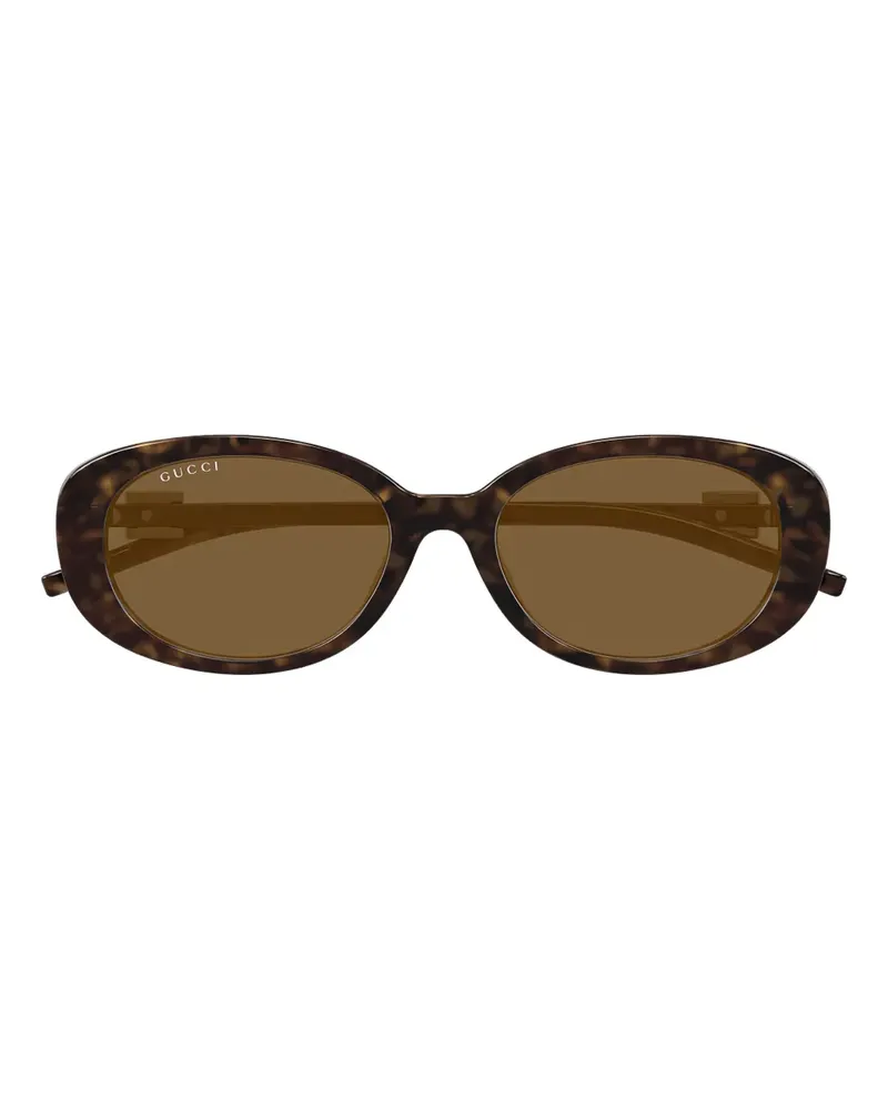Gucci Sonnenbrille mit ovalem Gestell - Braun Braun