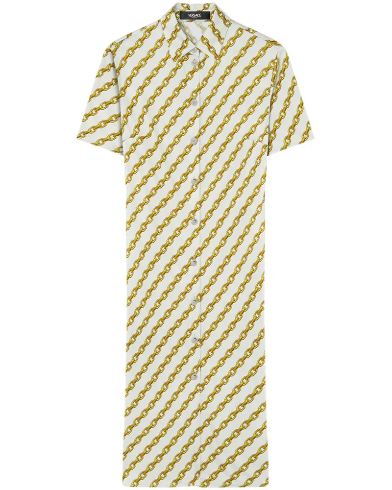 Versace Chain Stripes Midi-Hemdkleid - Nude Nude