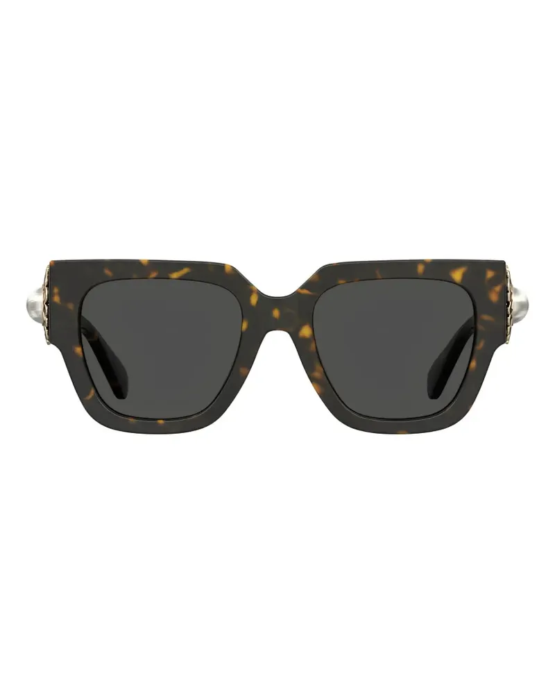 Moschino tortoiseshell-effect square-frame sunglasses - Braun Braun