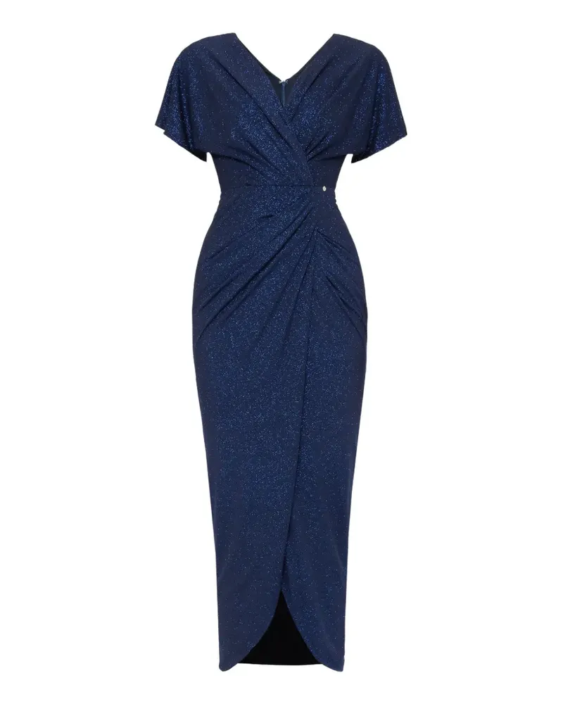 NISSA Drapiertes Midikleid mit V-Ausschnitt - Blau Blau