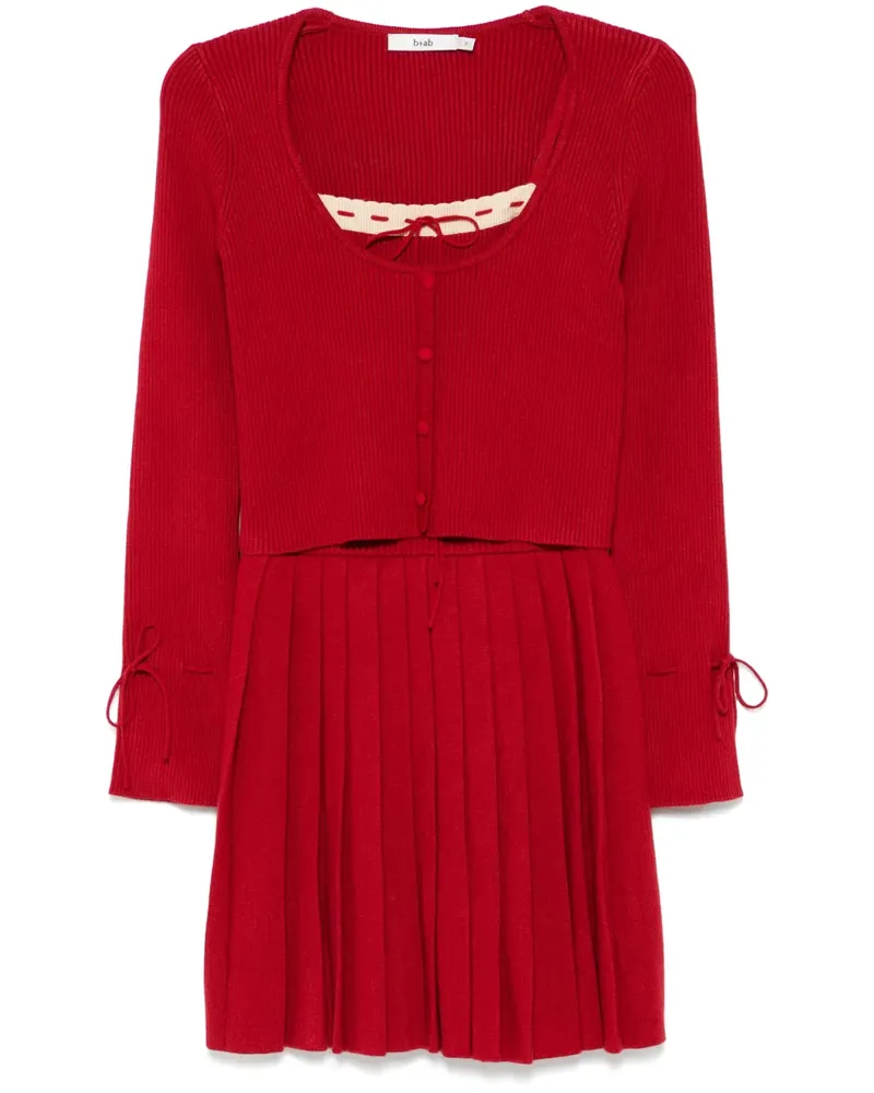b+ab Set aus geripptem Cardigan und Kleid - Rot Rot