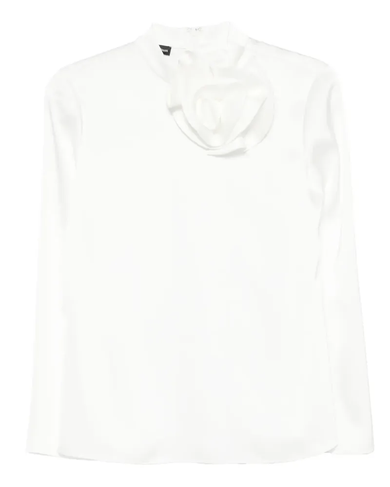 Emporio Armani Bluse mit Blumenapplikation - Weiß Weiß