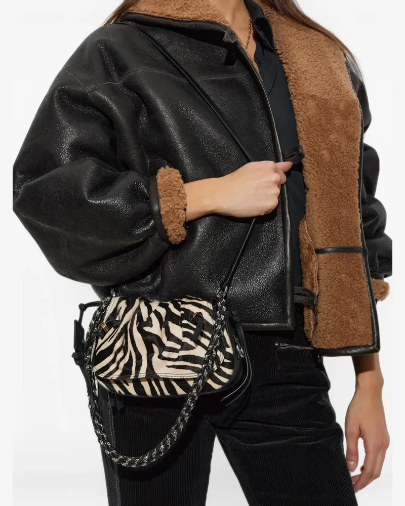Isabel Marant Bolton XS Schultertasche mit Zebramuster - Schwarz Schwarz