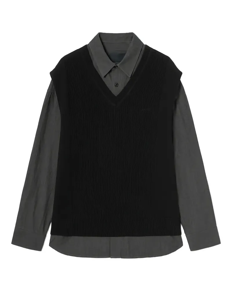 JUUN.J Gestricktes Hemd im Layering-Look - Schwarz Schwarz