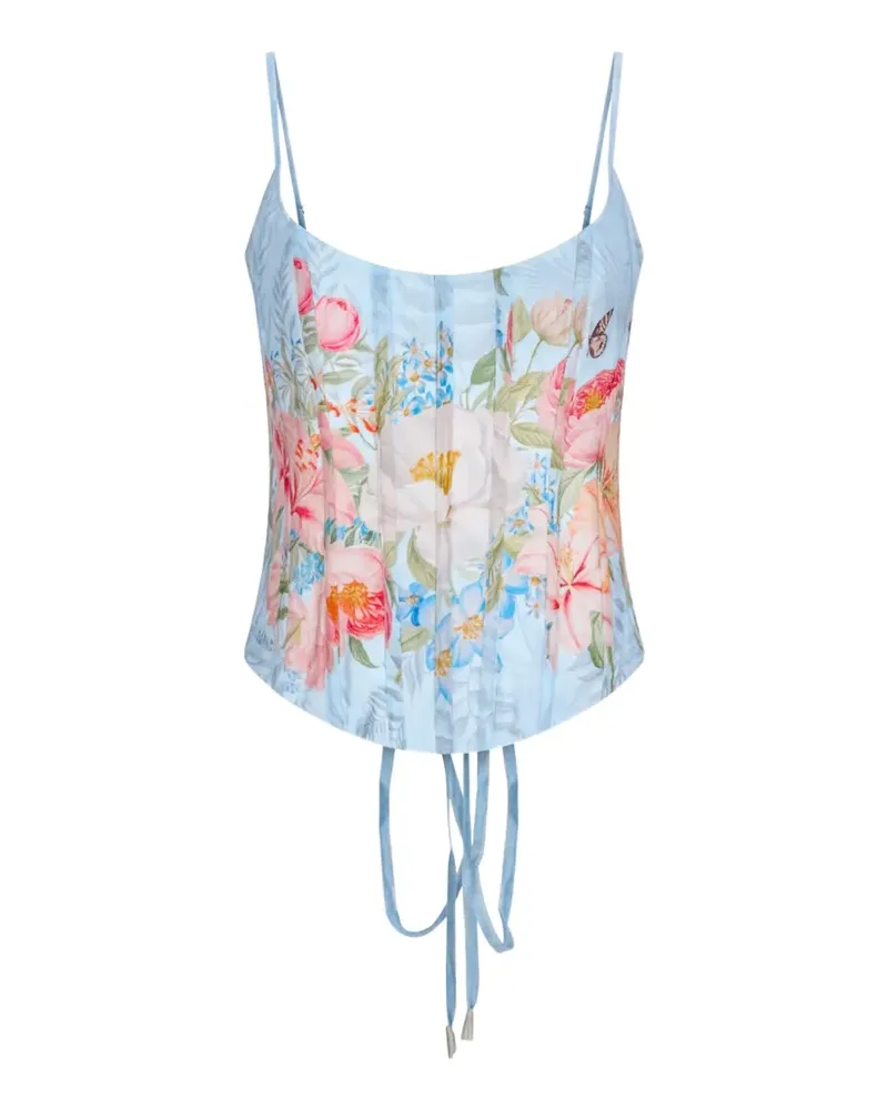 Retrofête Moxie floral-print corset top - Blau Blau