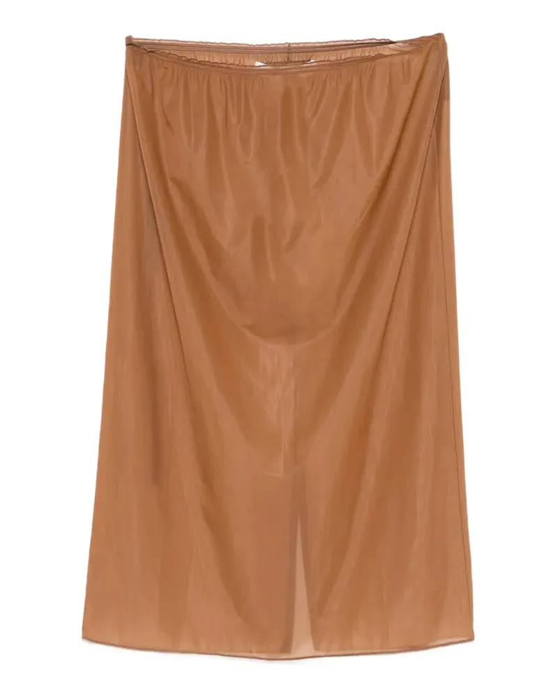 Carven sheer elasticated-waist midi skirt - Braun Braun