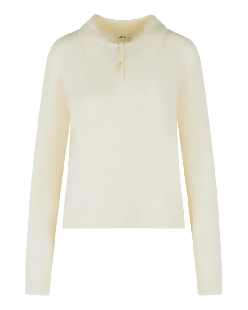 Closed wool-blend polo knit - Weiß Weiß
