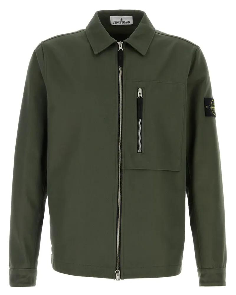 Stone Island Hemdjacke mit Kompass-Patch - Grün Grün