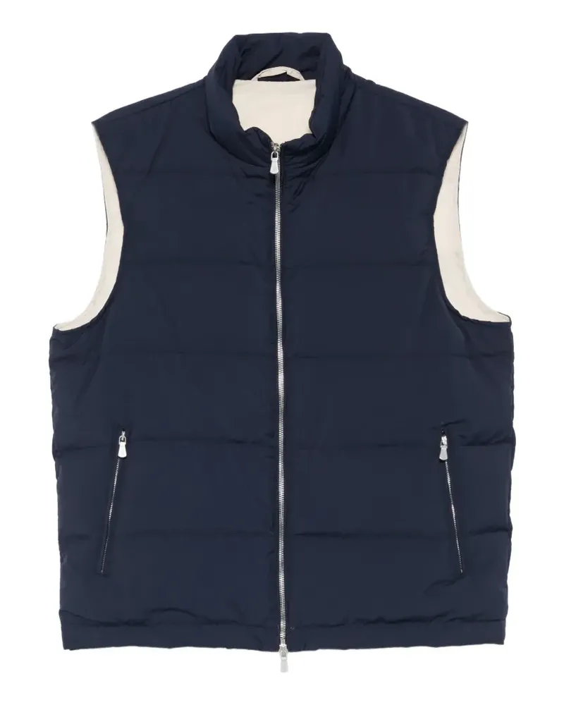 Eleventy zip quilted gilet - Blau Blau