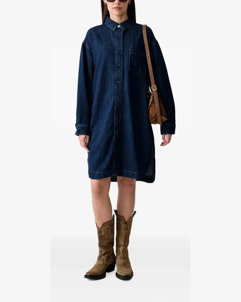 Marc O'Polo Mini-Hemdkleid mit aufgesetzter Tasche - Blau Blau