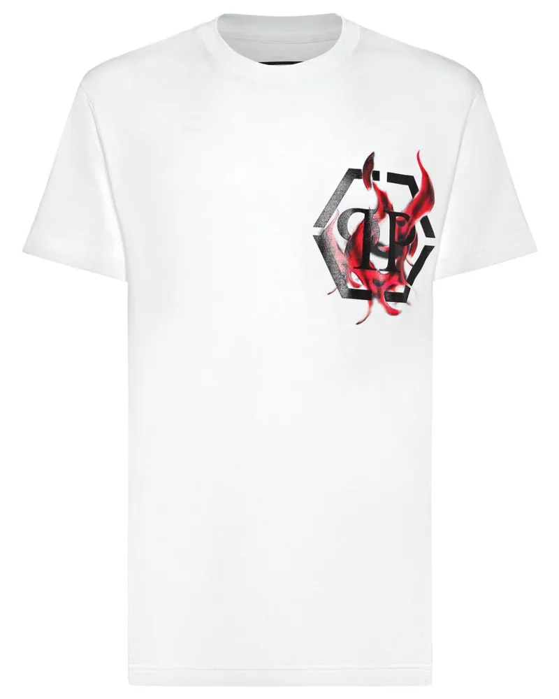 Philipp Plein T-Shirt mit Flammen-Print - Weiß Weiß