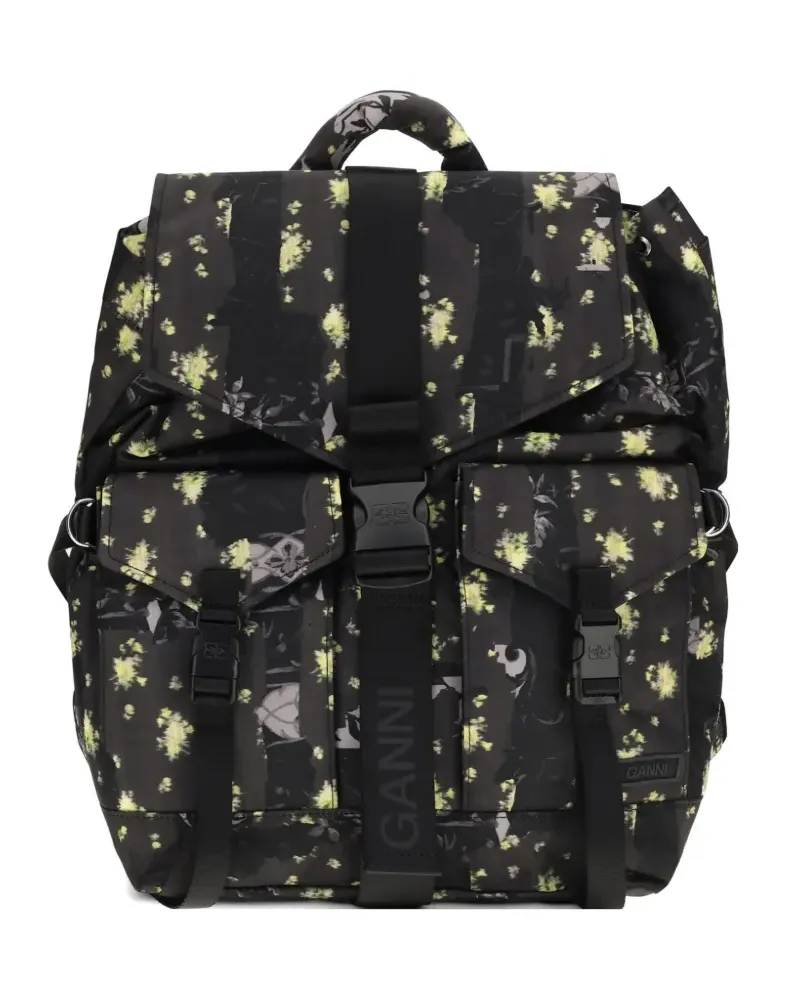 Ganni Re-Tech floral-print backpack - Schwarz Schwarz