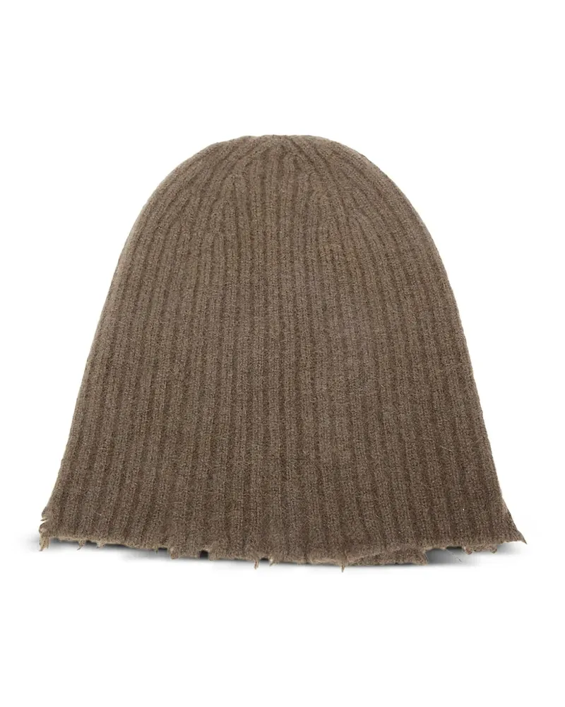 Uma Wang Gerippte Beanie mit ausgefransten Kanten - Braun Braun
