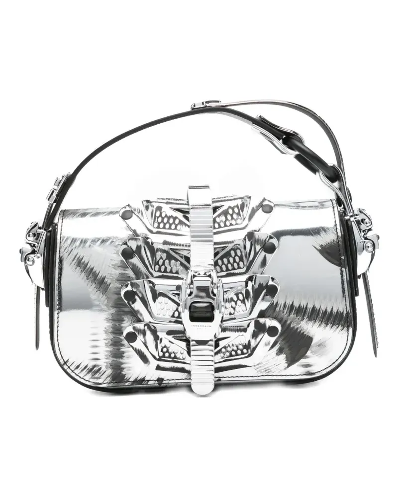 Innerraum Gemusterter Tote Bag mit Metallic-Schnalle - Silber Silber