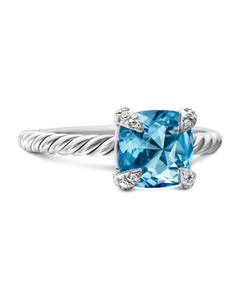 David Yurman Chatelaine Ring mit Topas und Diamanten 8mm - Blau Blau