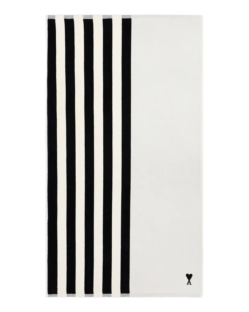 AMI Paris Gestreiftes Strandtuch - Weiß Weiß