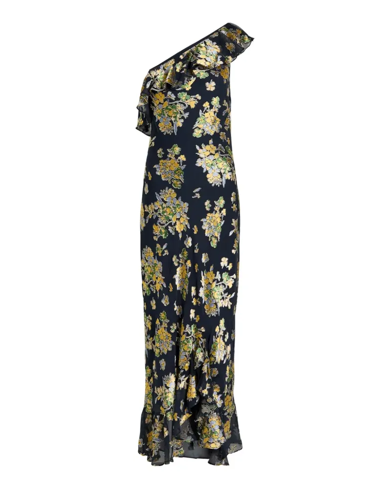 RIXO Leon ruffled one-shoulder midi dress - Blau Blau