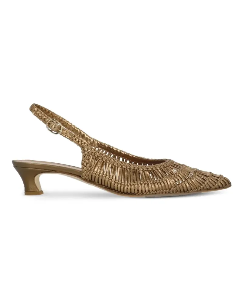 Julie Dee woven metallic slingback pumps - Gold Gold