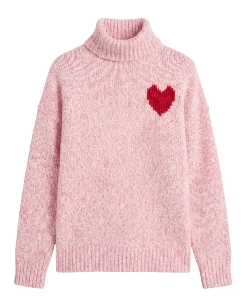Chinti & Parker Rollkragenpullover mit Herzmotiv - Rosa Rosa