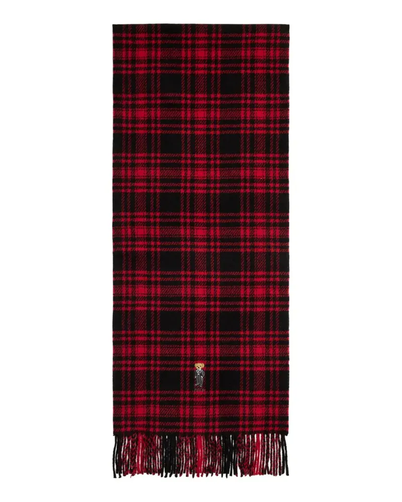 Ralph Lauren Karierter Schal mit Polo Bear - Rot Rot