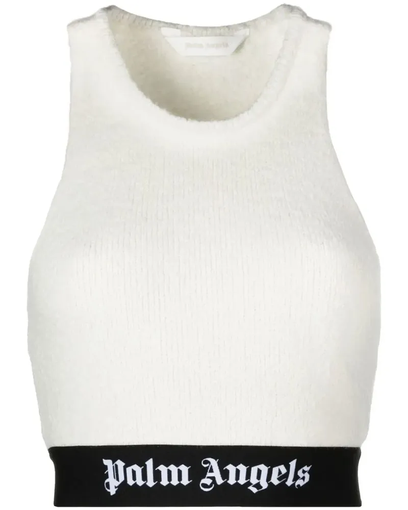 Palm Angels Cropped-Top mit Logo-Bund - Weiß Weiß