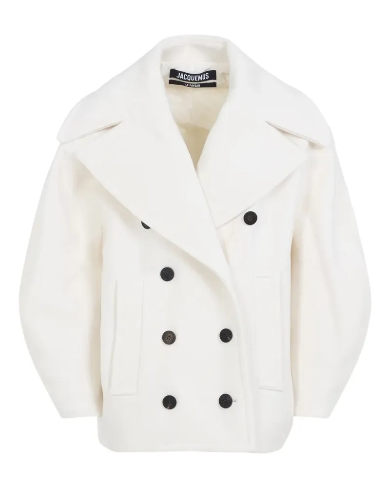 Jacquemus Doppelreihiger Mantel - Weiß Weiß
