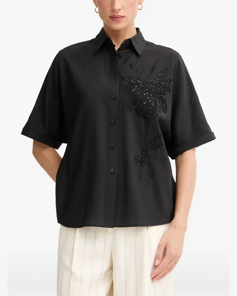 MARC AUREL sequin-embellished floral-patch shirt - Schwarz Schwarz