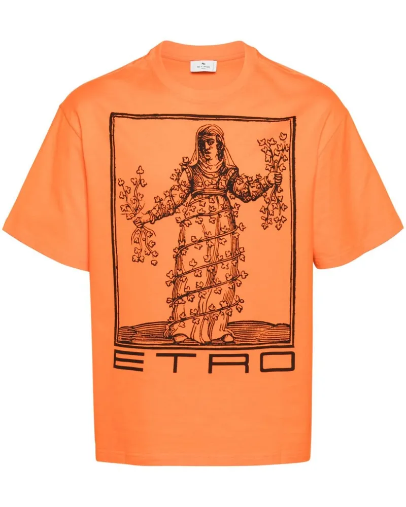 Etro T-Shirt mit Logo-Print Orange