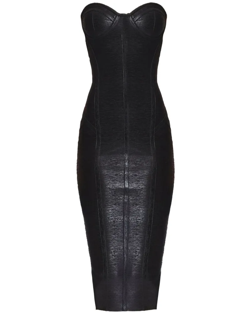 Retrofête Beschichtetes Charlize Strickkleid - Schwarz Schwarz