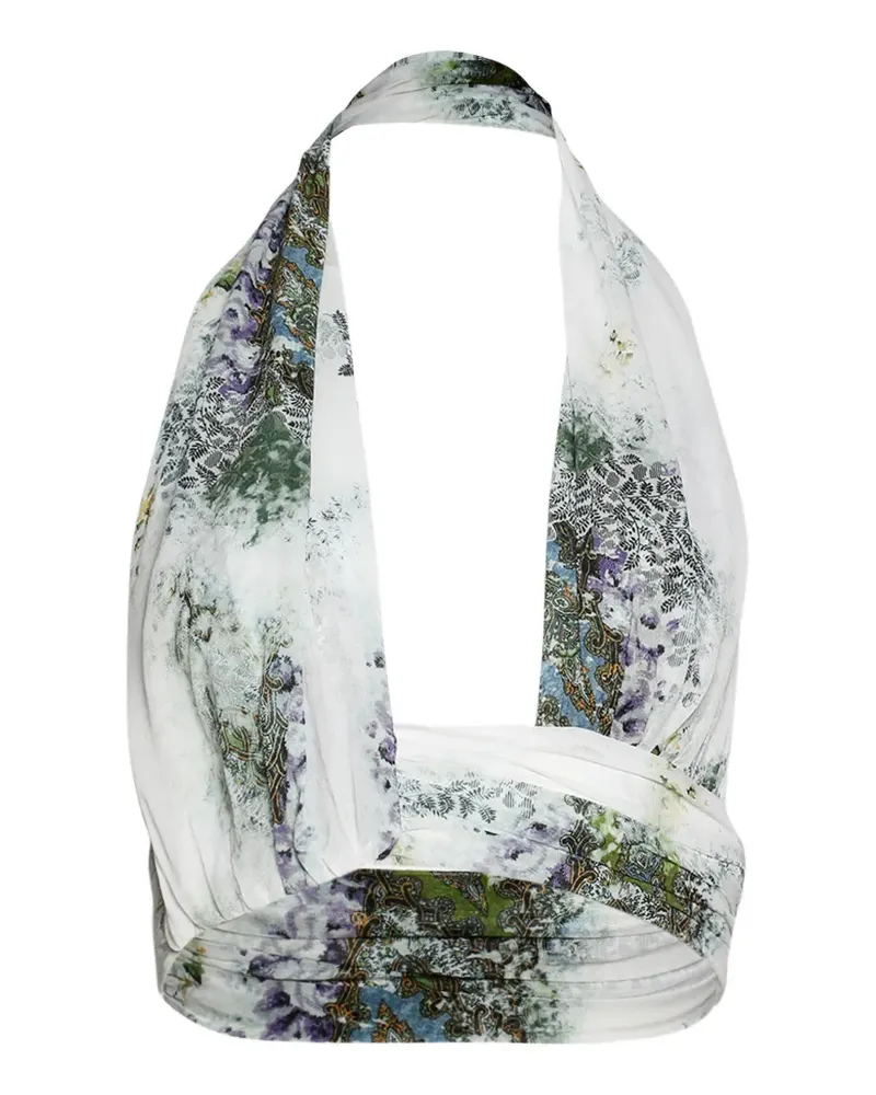 Christopher Esber Absence-print crop top - Weiß Weiß