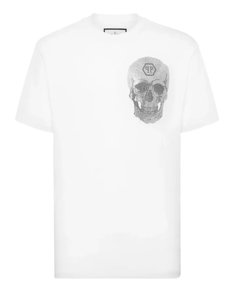Philipp Plein T-Shirt mit Kristall-Totenkopf - Weiß Weiß