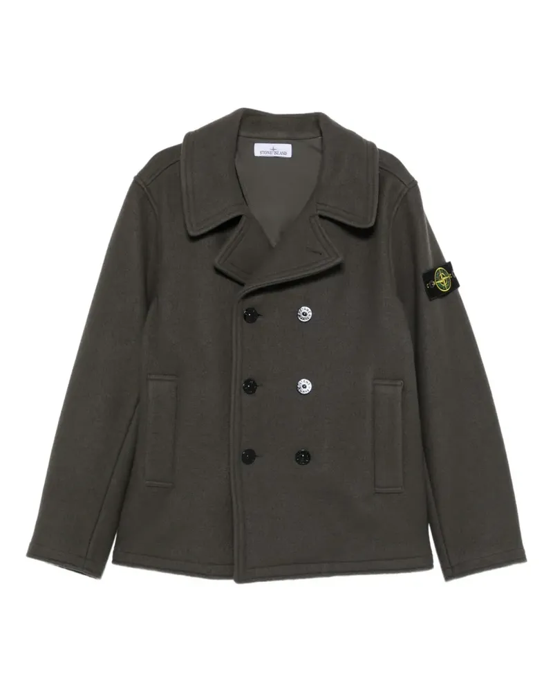 Stone Island Doppelreihige Jacke mit Logo-Patch - Grau Grau