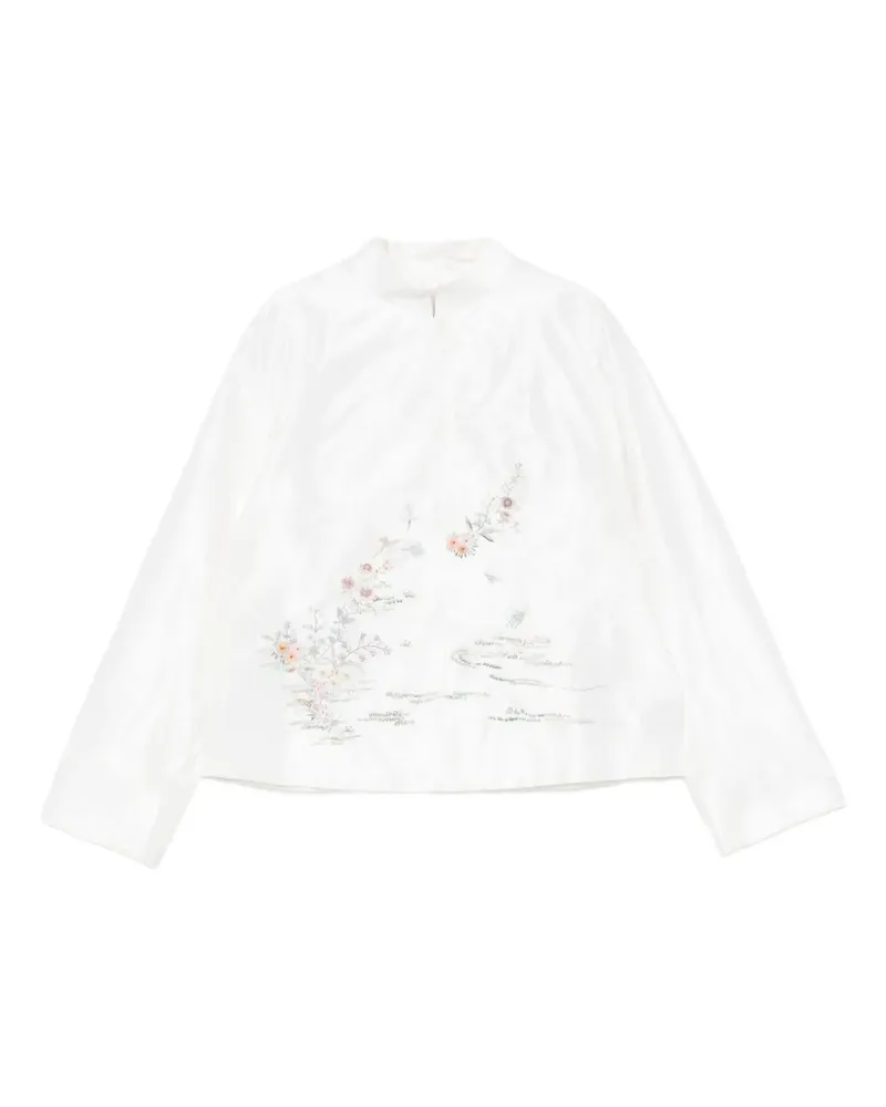 SHIATZY CHEN Bestickte Jacke aus Satin mit Mandarinkragen - Weiß Weiß