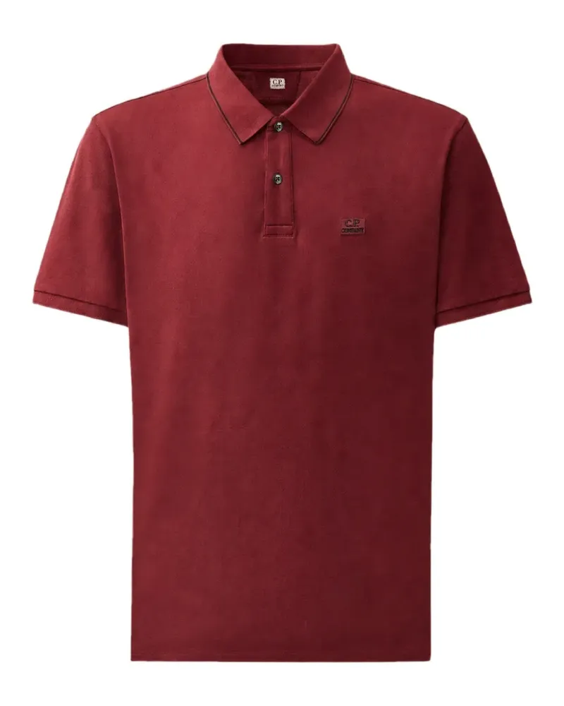 C.P. Company Kurzärmeliges Poloshirt mit gestreiftem Kragen - Rot Rot